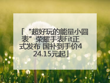 “超好玩的能量小圆表”荣耀手表Fit正式发布 国补到手价424.15元起