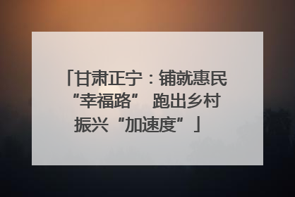 甘肃正宁：铺就惠民“幸福路” 跑出乡村振兴“加速度”