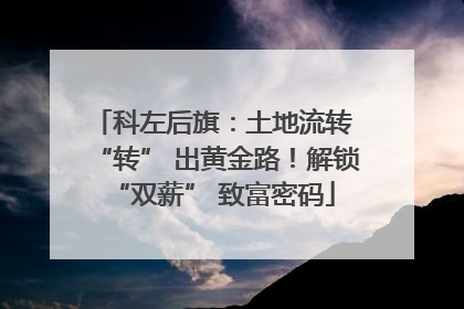 科左后旗：土地流转 “转” 出黄金路！解锁 “双薪” 致富密码