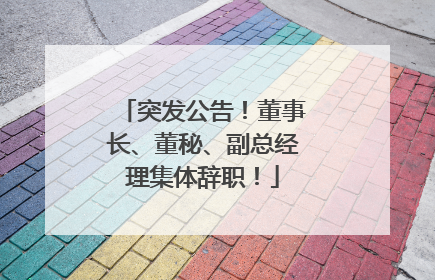 突发公告！董事长、董秘、副总经理集体辞职！