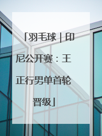 羽毛球｜印尼公开赛：王正行男单首轮晋级