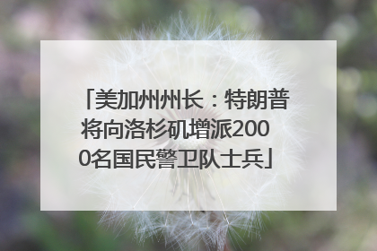 美加州州长：特朗普将向洛杉矶增派2000名国民警卫队士兵