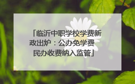 临沂中职学校学费新政出炉：公办免学费 民办收费纳入监管