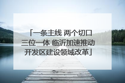 一条主线 两个切口 三位一体 临沂加速推动开发区建设领域改革