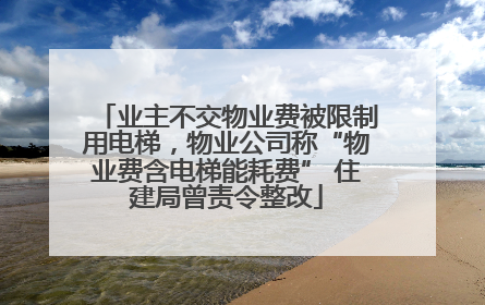 业主不交物业费被限制用电梯，物业公司称“物业费含电梯能耗费” 住建局曾责令整改