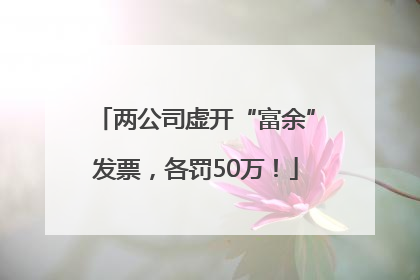 两公司虚开“富余”发票，各罚50万！