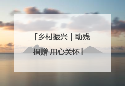 乡村振兴｜助残捐赠 用心关怀