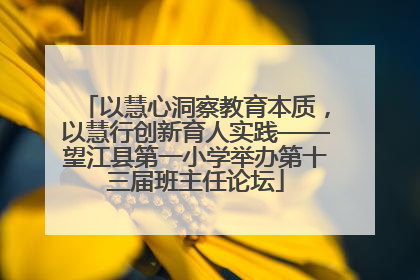 以慧心洞察教育本质，以慧行创新育人实践——望江县第一小学举办第十三届班主任论坛