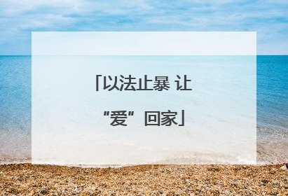 以法止暴 让“爱”回家