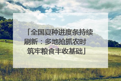 全国夏种进度条持续刷新：多地抢抓农时 筑牢粮食丰收基础
