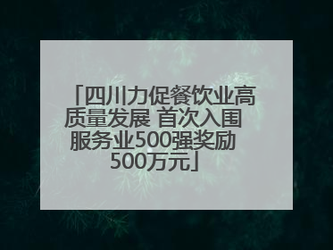 四川力促餐饮业高质量发展 首次入围服务业500强奖励500万元