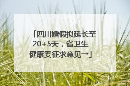 四川婚假拟延长至20+5天，省卫生健康委征求意见→