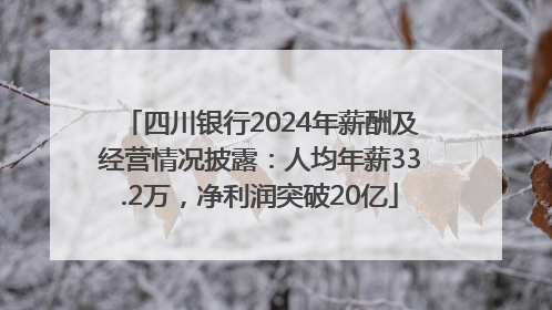 四川银行2024年薪酬及经营情况披露：人均年薪33.2万，净利润突破20亿
