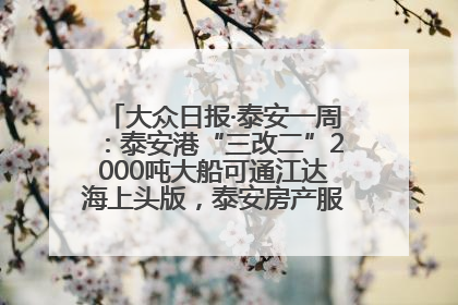 大众日报·泰安一周：泰安港“三改二”2000吨大船可通江达海上头版，泰安房产服务改革经验全省推广