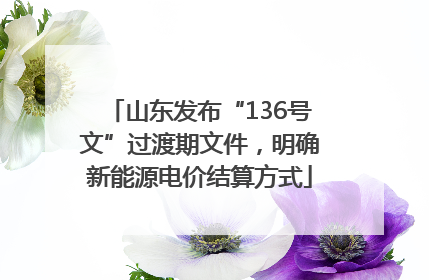 山东发布“136号文”过渡期文件，明确新能源电价结算方式