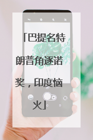 巴提名特朗普角逐诺奖，印度恼火