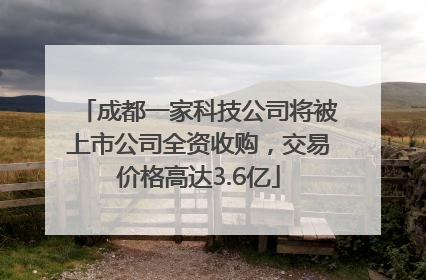 成都一家科技公司将被上市公司全资收购，交易价格高达3.6亿