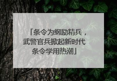 条令为纲励精兵，武警官兵掀起新时代条令学用热潮