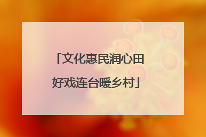 文化惠民润心田 好戏连台暖乡村