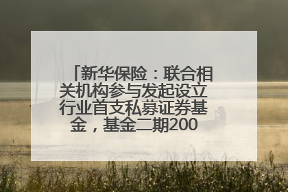 新华保险：联合相关机构参与发起设立行业首支私募证券基金，基金二期200亿元已募集完毕