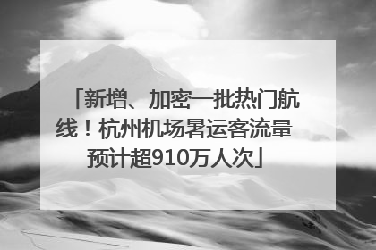 新增、加密一批热门航线！杭州机场暑运客流量预计超910万人次
