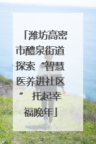 潍坊高密市醴泉街道探索“智慧医养进社区” 托起幸福晚年