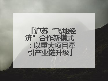 沪苏“飞地经济”合作新模式：以重大项目牵引产业链升级