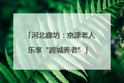 河北廊坊：京津老人乐享“跨城养老”
