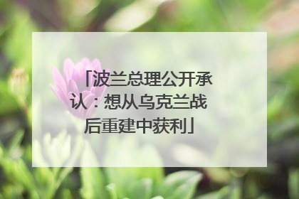 波兰总理公开承认：想从乌克兰战后重建中获利