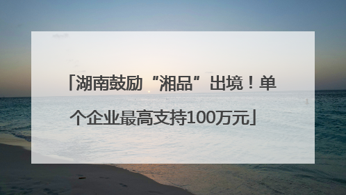 湖南鼓励“湘品”出境！单个企业最高支持100万元