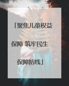 聚焦儿童权益保障 筑牢民生保障防线