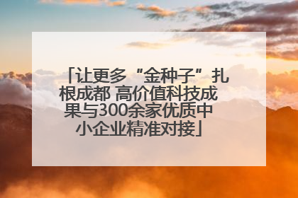 让更多“金种子”扎根成都 高价值科技成果与300余家优质中小企业精准对接