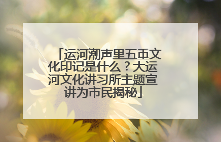 运河潮声里五重文化印记是什么？大运河文化讲习所主题宣讲为市民揭秘