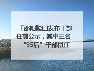 邵阳隆回发布干部任前公示，其中三名“95后”干部拟任副科级领导，均系硕士选调生
