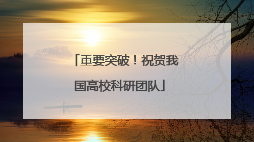 重要突破！祝贺我国高校科研团队