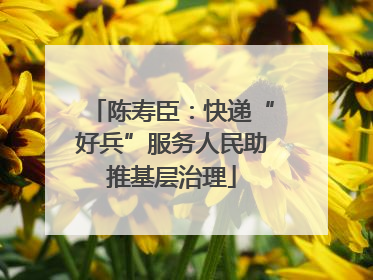 陈寿臣：快递“好兵”服务人民助推基层治理
