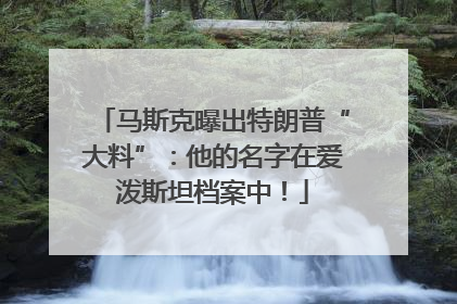 马斯克曝出特朗普“大料”：他的名字在爱泼斯坦档案中！
